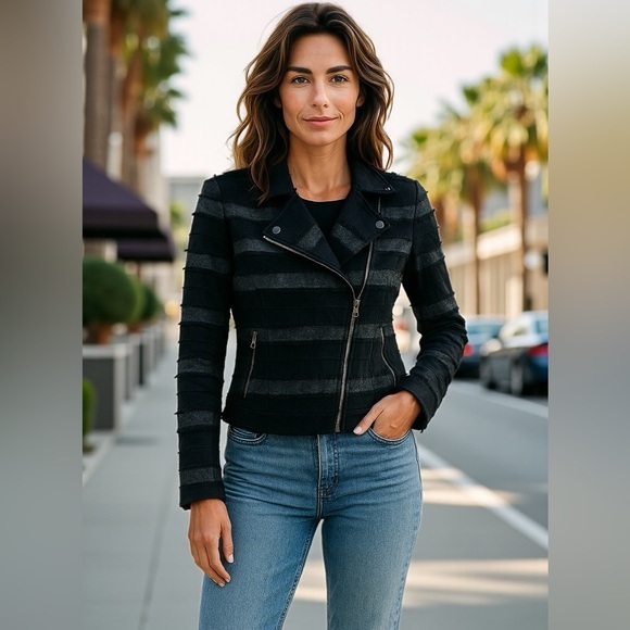 BCBG MaxAzria Jaison Fringe Moto Jacket - Picture 1 of 14